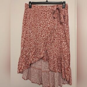 SO Pink Ruffled Wrap Midi Skirt